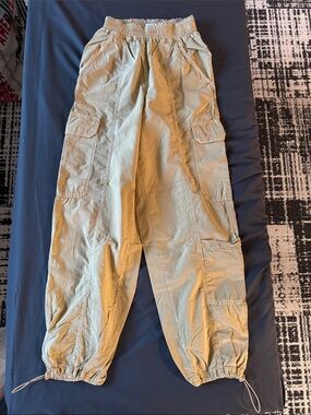 BDG Olive-Tone Cargo Pants with Elastic Cuffs